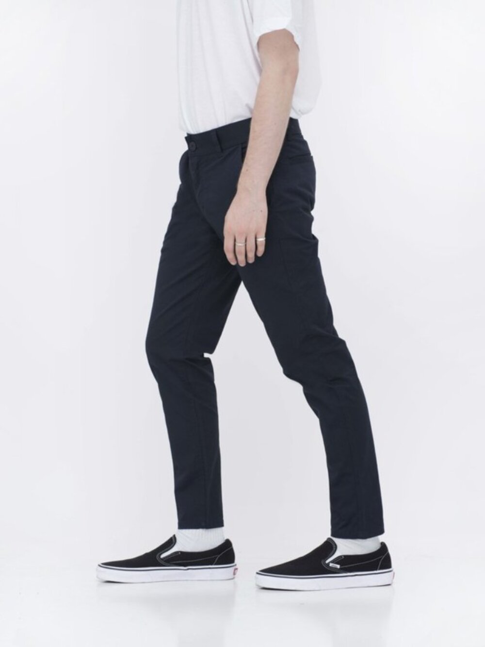 Neo Blue Mens Slim Fit Stretch Chino Pants Black Flat Front Size 30 Casual Dress